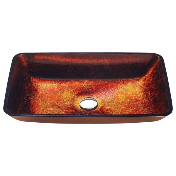 Anzzi Paradiso Rectangle Glass Vessel Bathroom Sink with Celestial Bronze Finish LS-AZ901